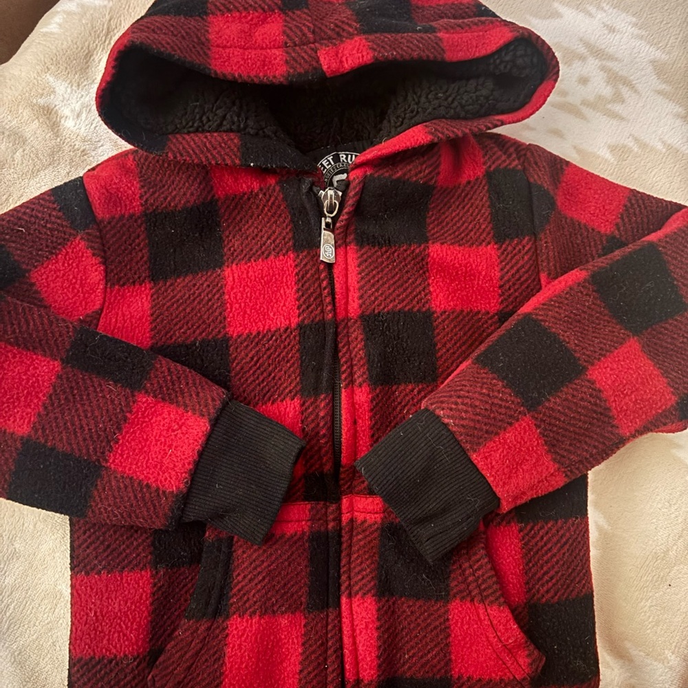 Red and Black Plaid Kids Hoodie